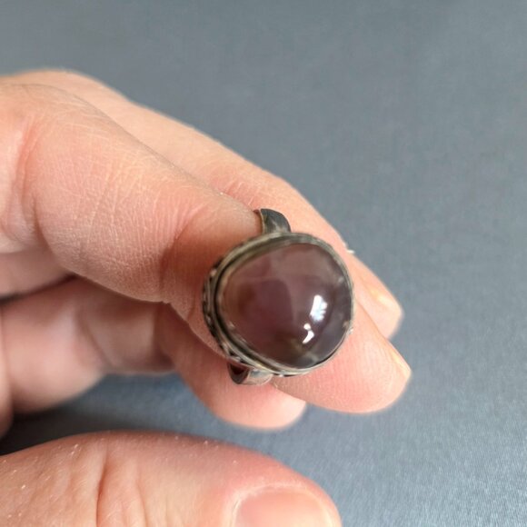 Sterling silver 925 ring with cabochon Amethyst stone. - Picture 11 of 11